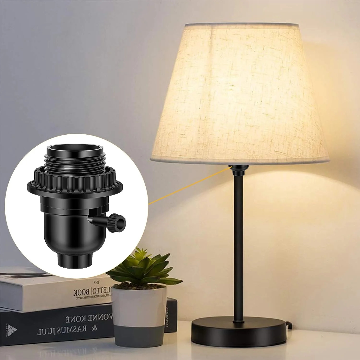 Listed E26 Light Socket, Threaded Lamp Socket Replacement with On/Off Switch