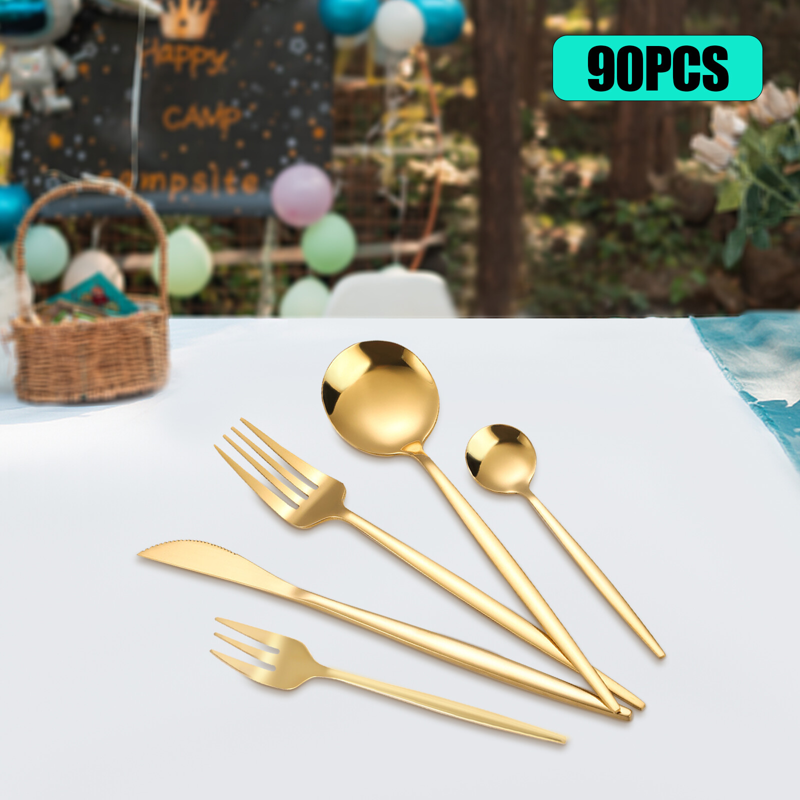 Stainless Steel 90x Silverware Set latware Service for Kitchen Bar Cutlery