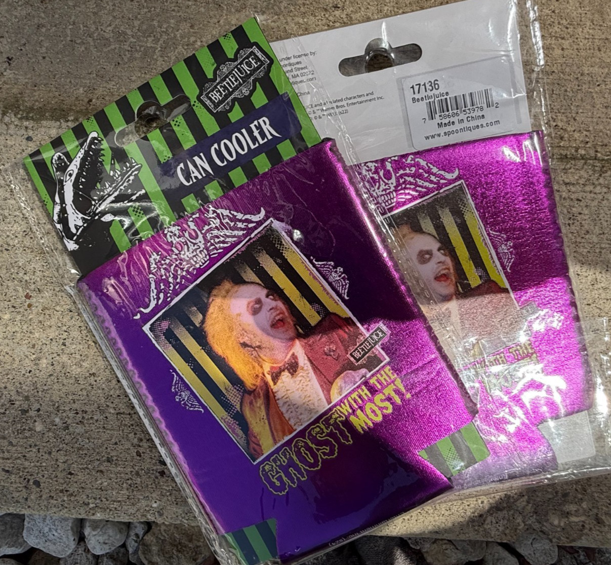 Beetlejuice Movie Smiling Beetlejuice Figure Huggie Can Cooler Koozie Lot of 2