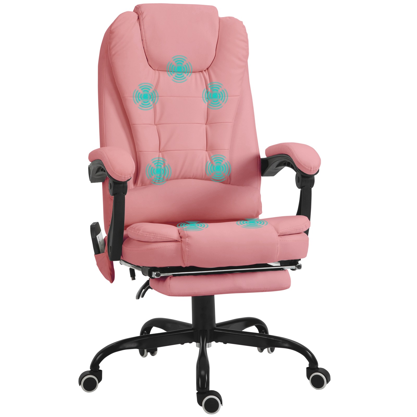 PU Leather Massage Computer Chair w/ Padded Seat and Adjustable Height, Pink