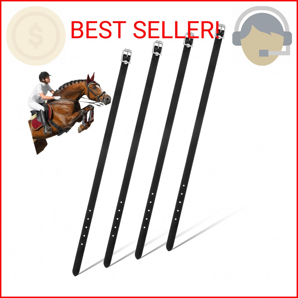 Hsei 4 Pcs Leather English Spur Straps, 1/2" x 16.5" Riding Spurs Straps with Ad