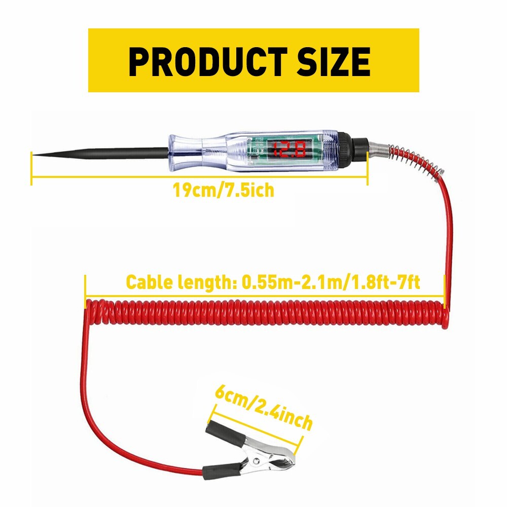 Car Circuit Tester Pen Auto Fuse Test Probe Light Tool For 6V 12V 24VDC Voltage