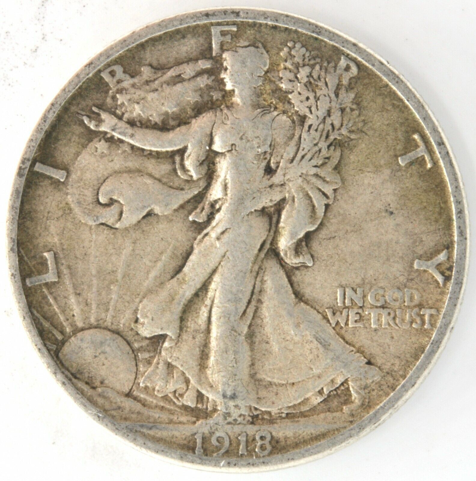 1918 S Walking Liberty Half Dollar US 90% Silver 50 Cent Coin San Francisco Mint