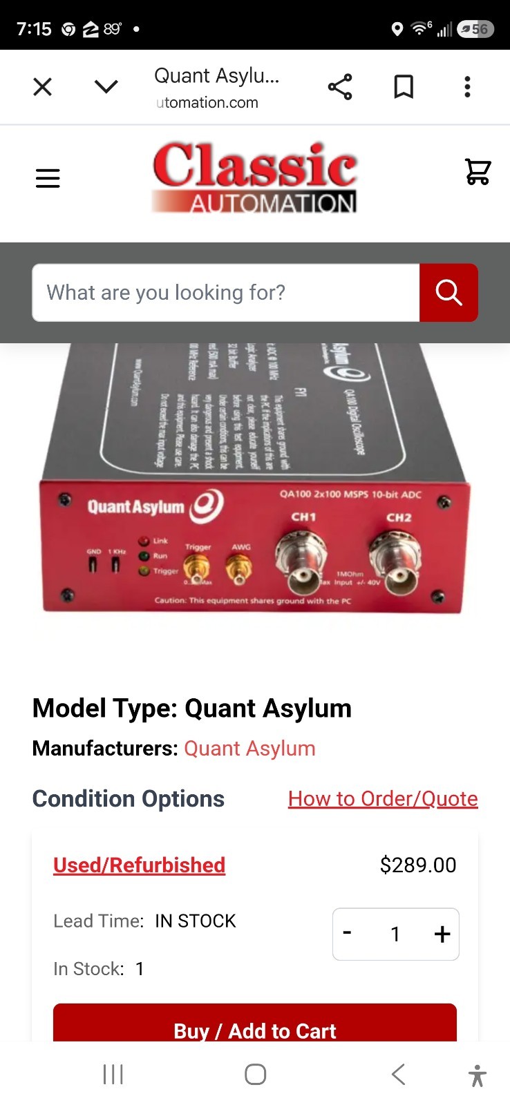 Quant Asylum Digital Oscilloscope QA100 OPEN BOX