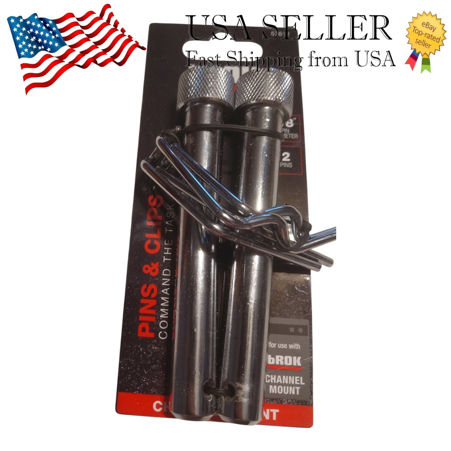 ​bROK 5/8" Hitch Pins and Clips (2-Pack)-Channel Mount, Class III-V, Heavy Duty