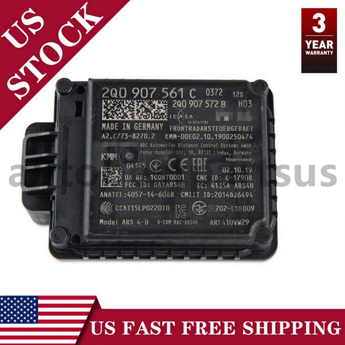 OEM Cruise Control Distance Radar Sensor 2Q0907561C For 2016-2021 Volkswagen VW