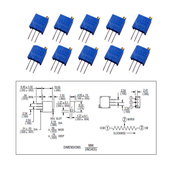 10 X 50K Ohms 3296 3296W trimmer potentiometer pot resistors 503