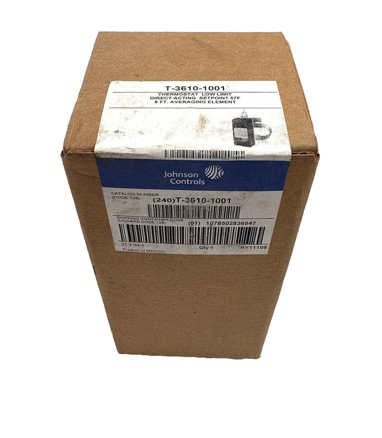 Johnson Controls T-3610-1001 Thermostat Low Limit Direct Acting Setpoint