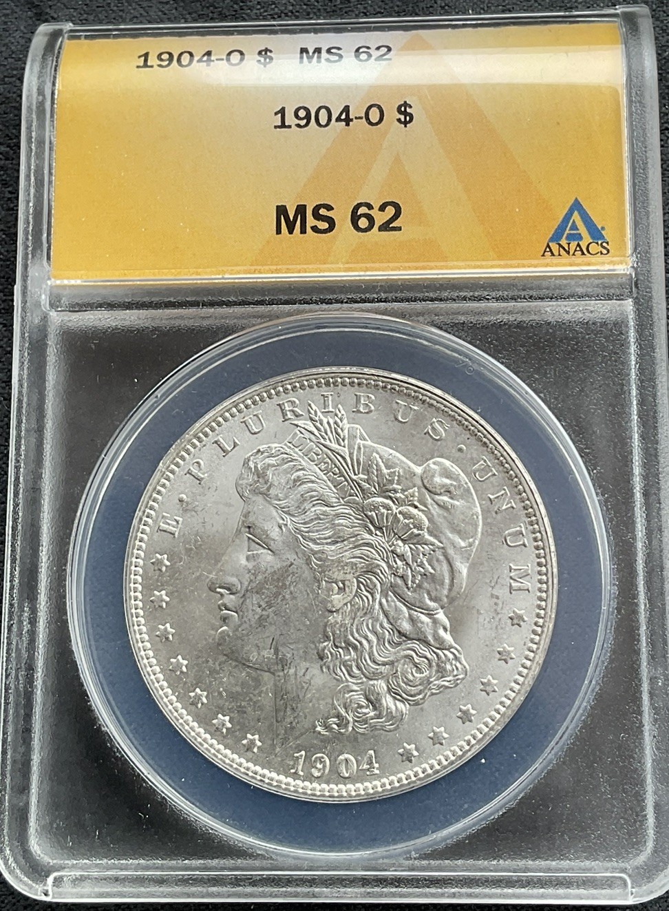 1904 O Morgan Silver Dollar ANACS Graded MS62 Nice White 90% Silver Coin