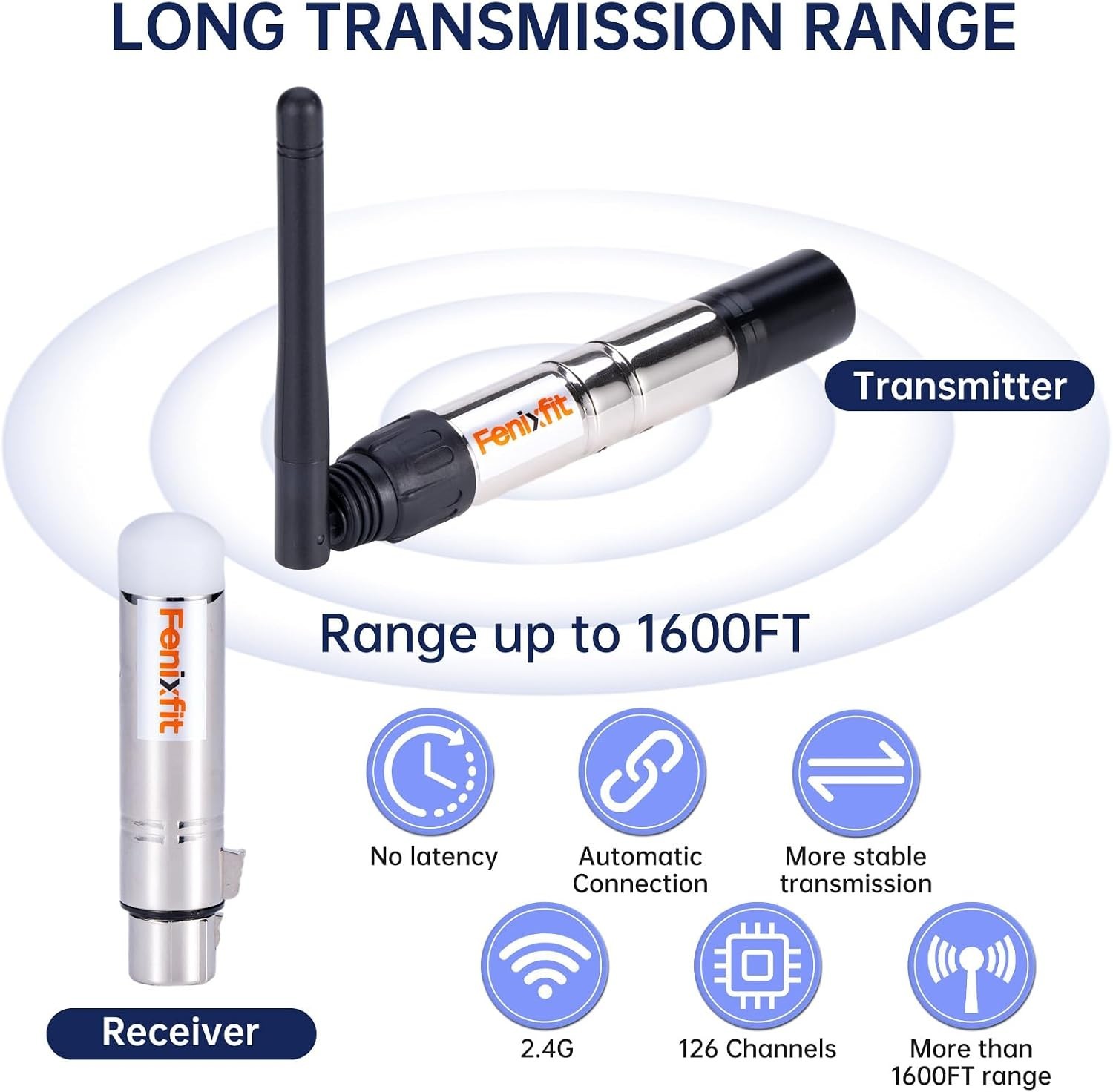 Reliable Weather-Resistant Wireless DMX Transmitter & 7 Receivers - DJ Essential