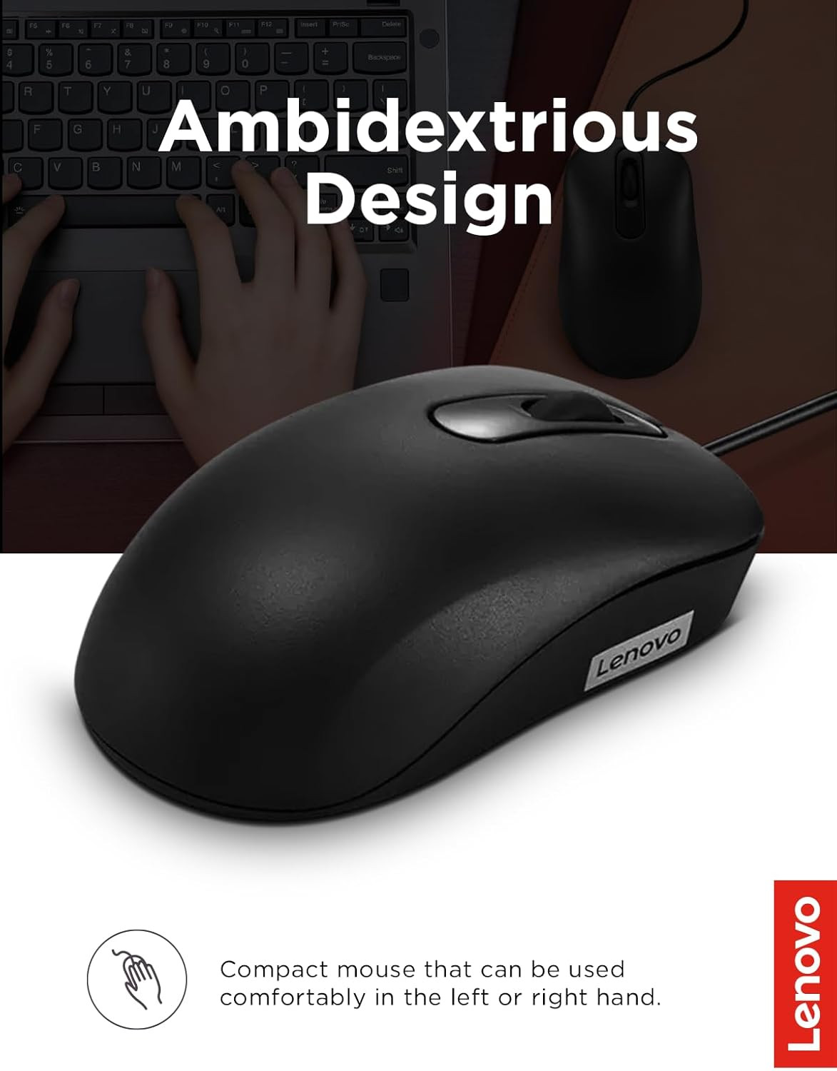 100 Wired USB Computer Mouse for PC, Laptop, Computer with Windows - Full-Size -