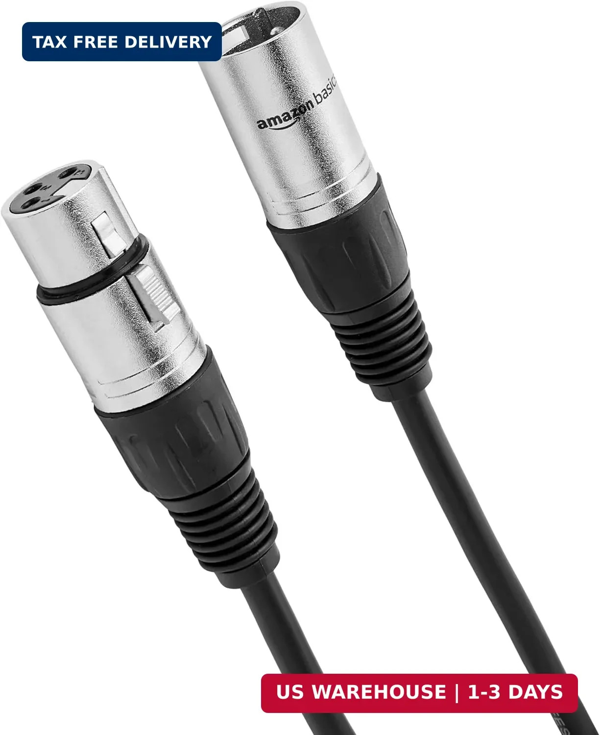 Amazon Basics XLR Male to Female Microphone Cable for Recording Studio, Speaker