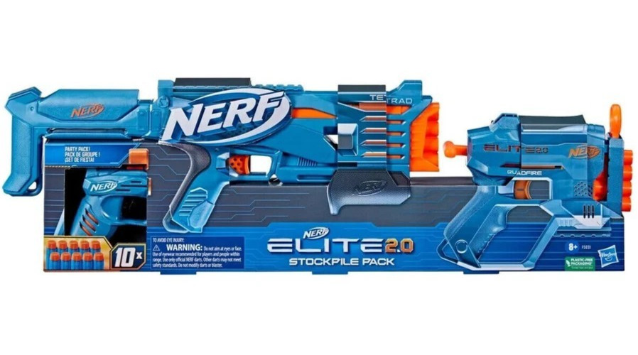 Nerf Elite 2.0 Stockpile Pack 3 Blasters + 10 Official Darts Kids Toy Guns NEW