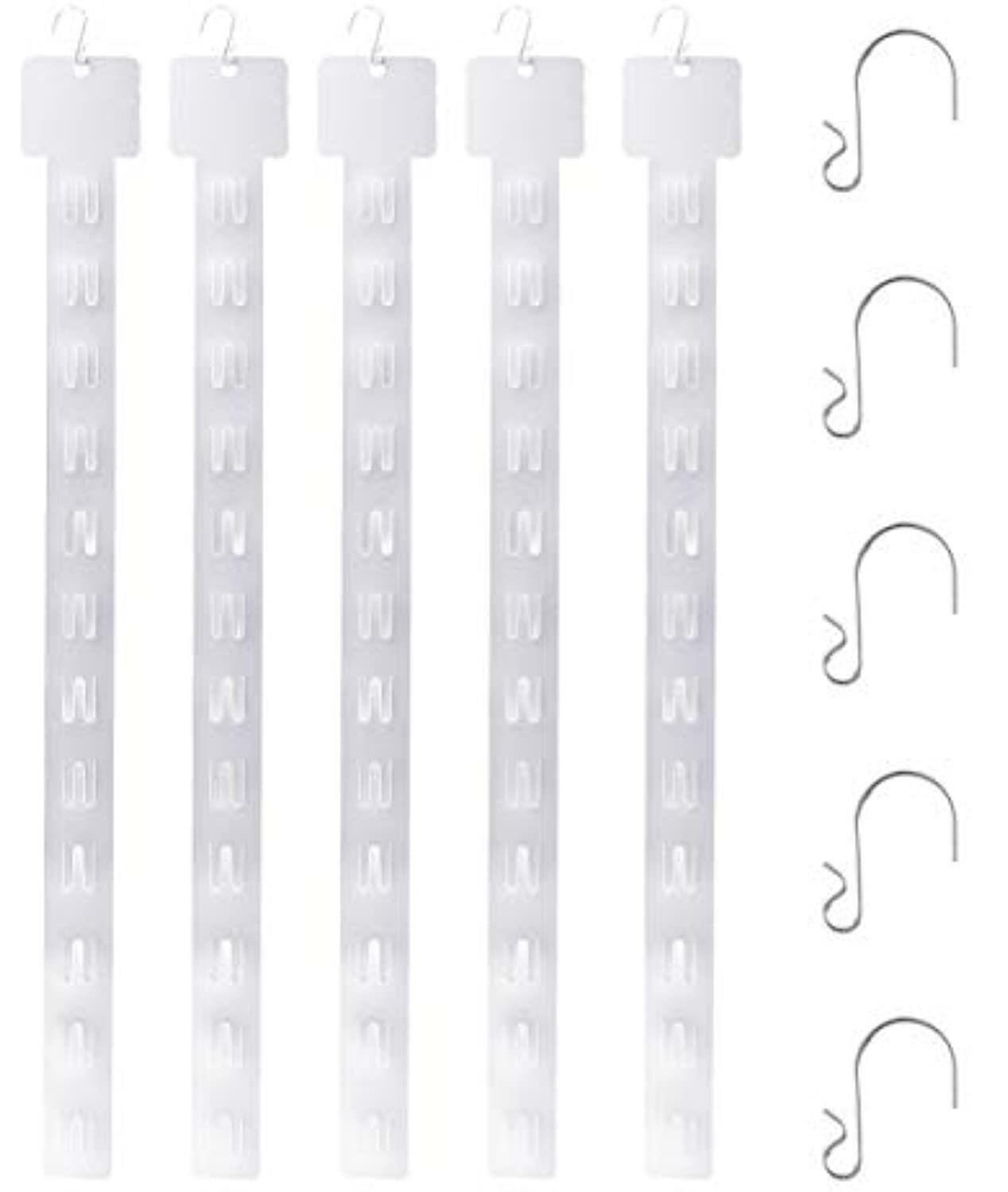 5 pack Retail Clip Hanging Merchandise 12 Tab Plastic Display Strip + 5 S-Hook