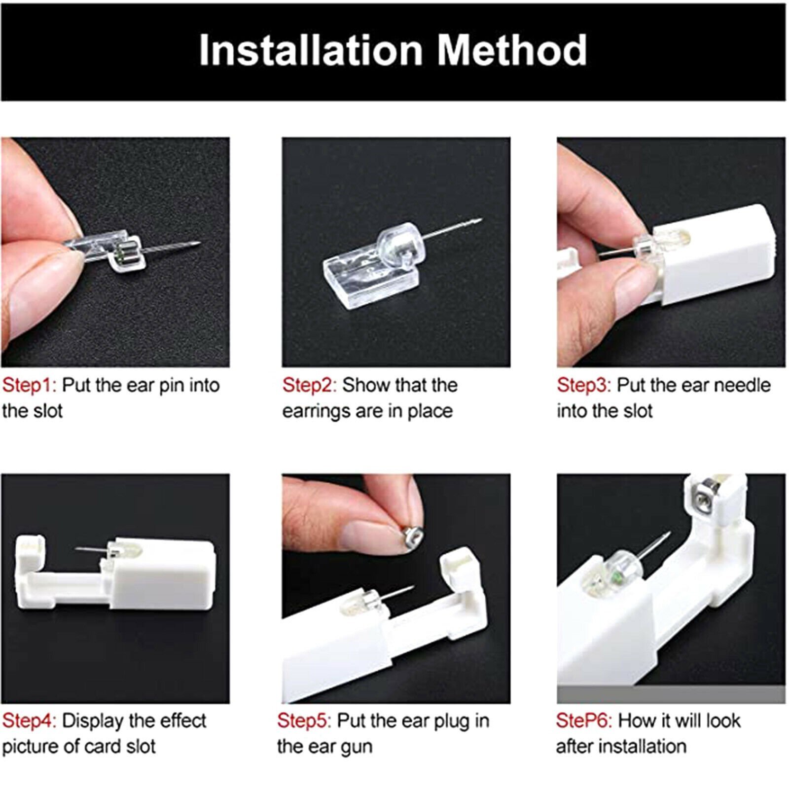 4 Pack Disposable Nose Piercing Kit - Silver Stud Earring Gun DIY Home Self Ear