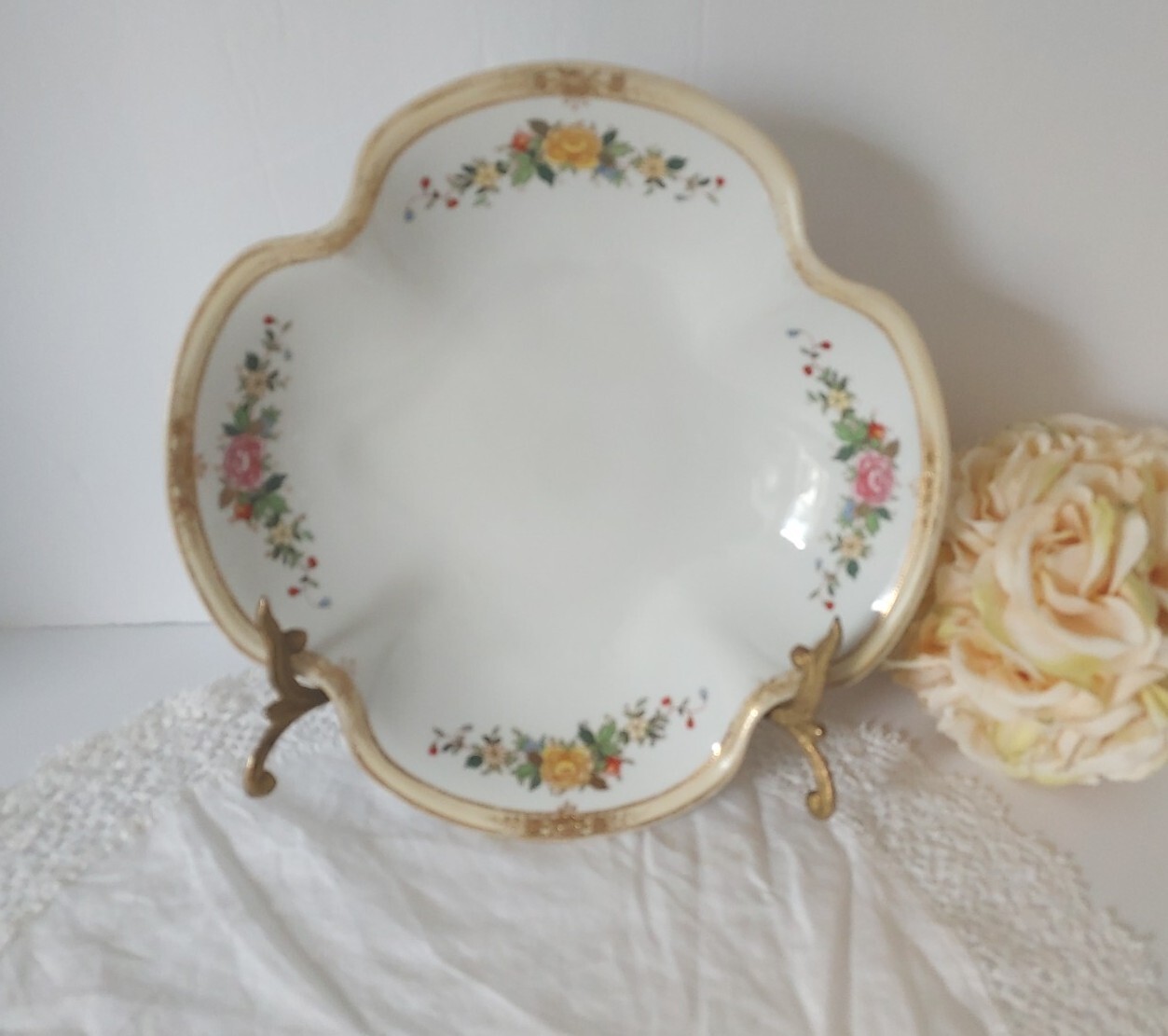 Vintage Hand Painted Nippon Footed Serving Dish