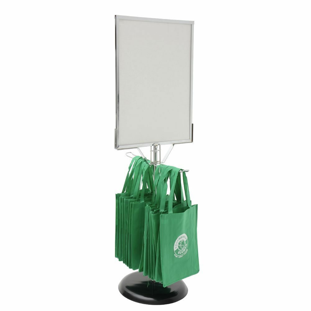 Floor Stand Sign Holder Black Metal Shopping Bags Hook