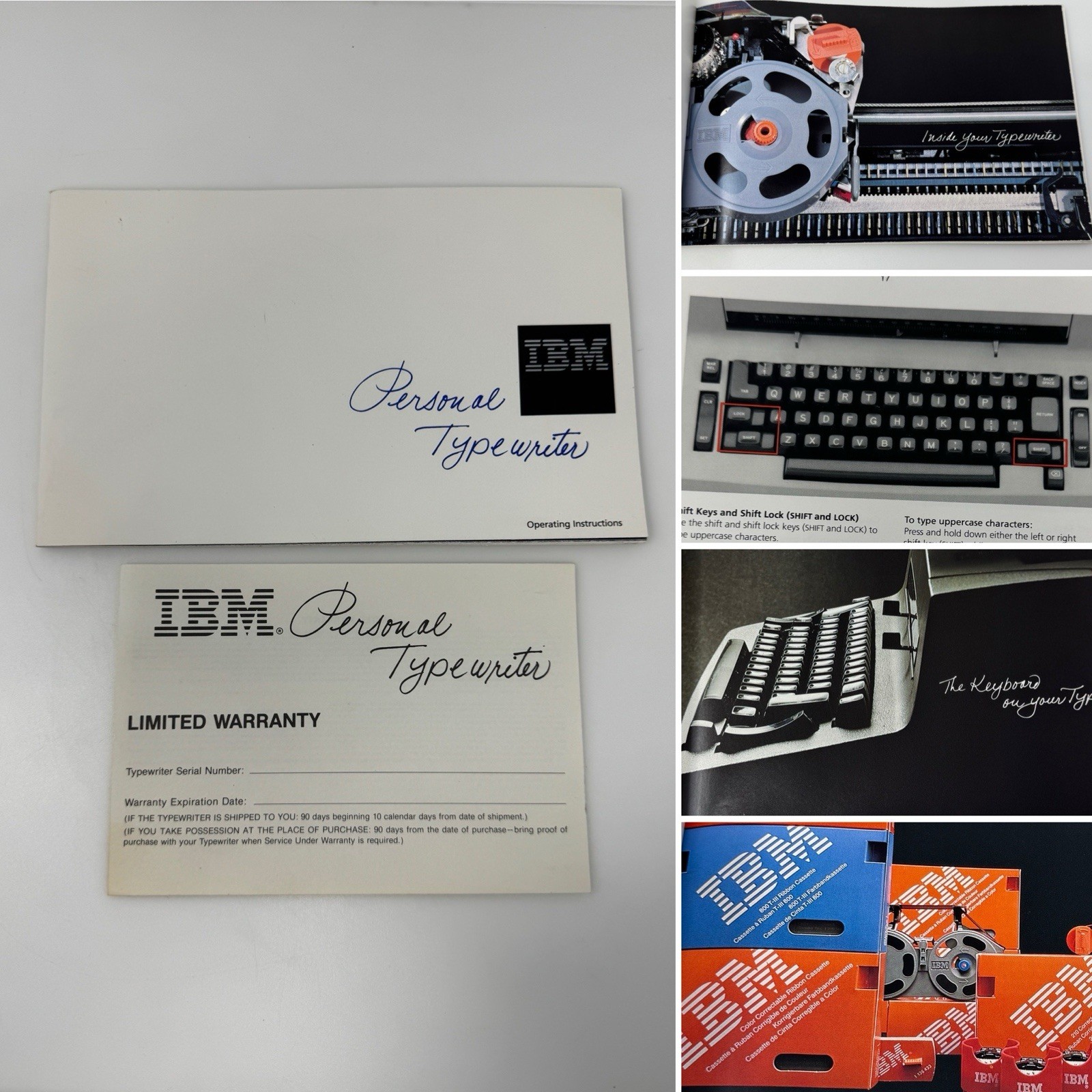 VTG ‘82 IBM Personal Typewriter Operating Instruction Manual Book +Warranty Card