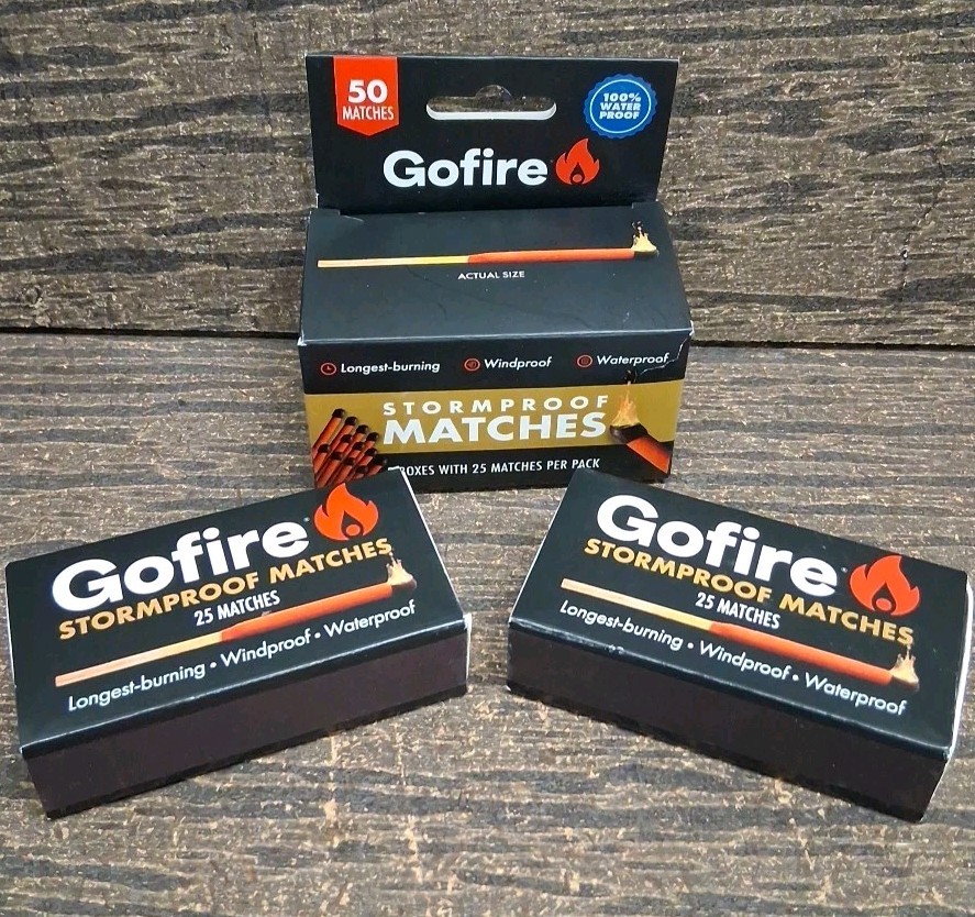 GoFire Stormproof Matches - Orange (2 Pack) New Waterproof Windproof 50 Matches