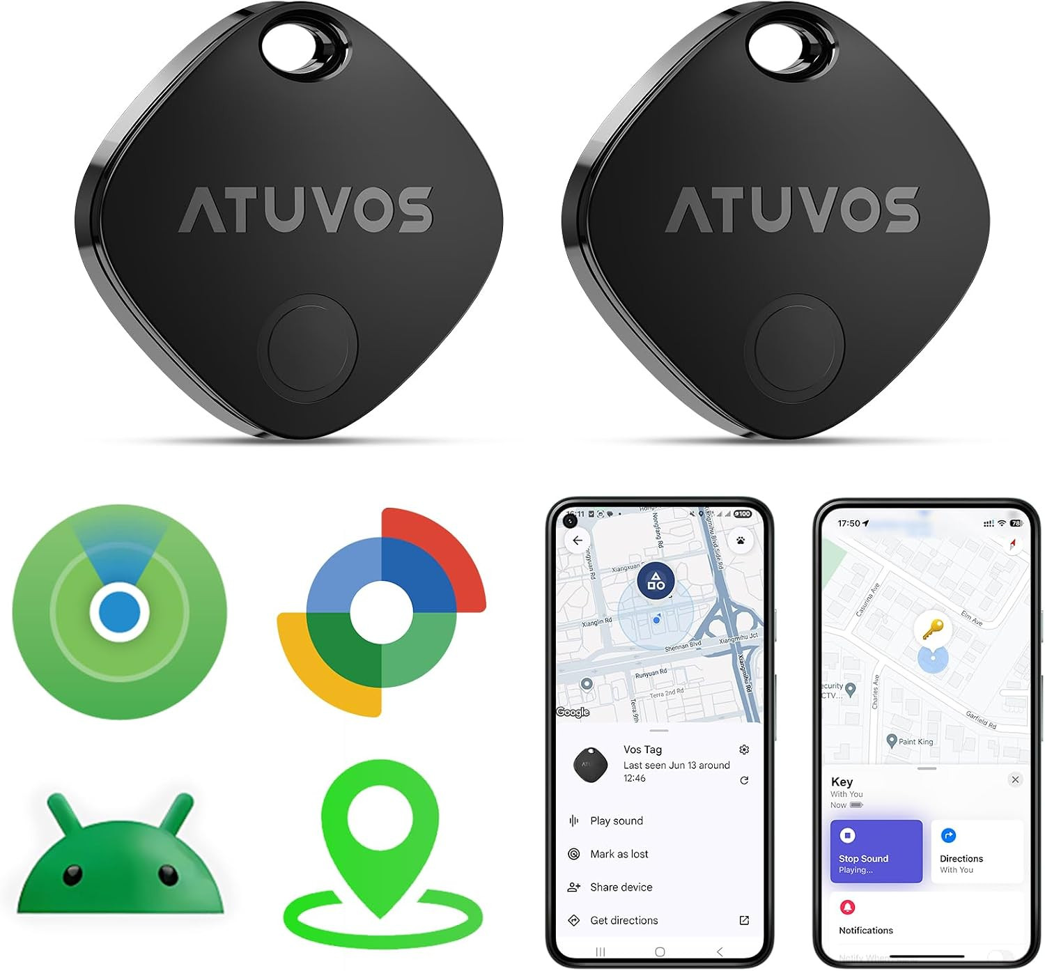 ATUVOS 2026 New Dual System Air Tracker Tags-2 Pack, Compatible with Apple Find