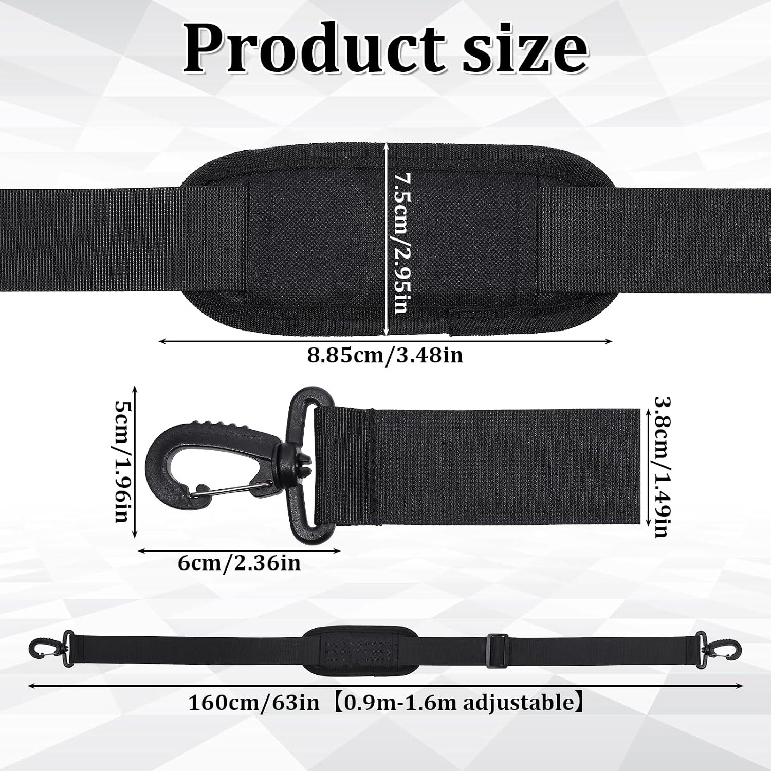 56" Bag Strap, Shoulder Strap Universal Adjustable Shoulder Belt Replacement ...