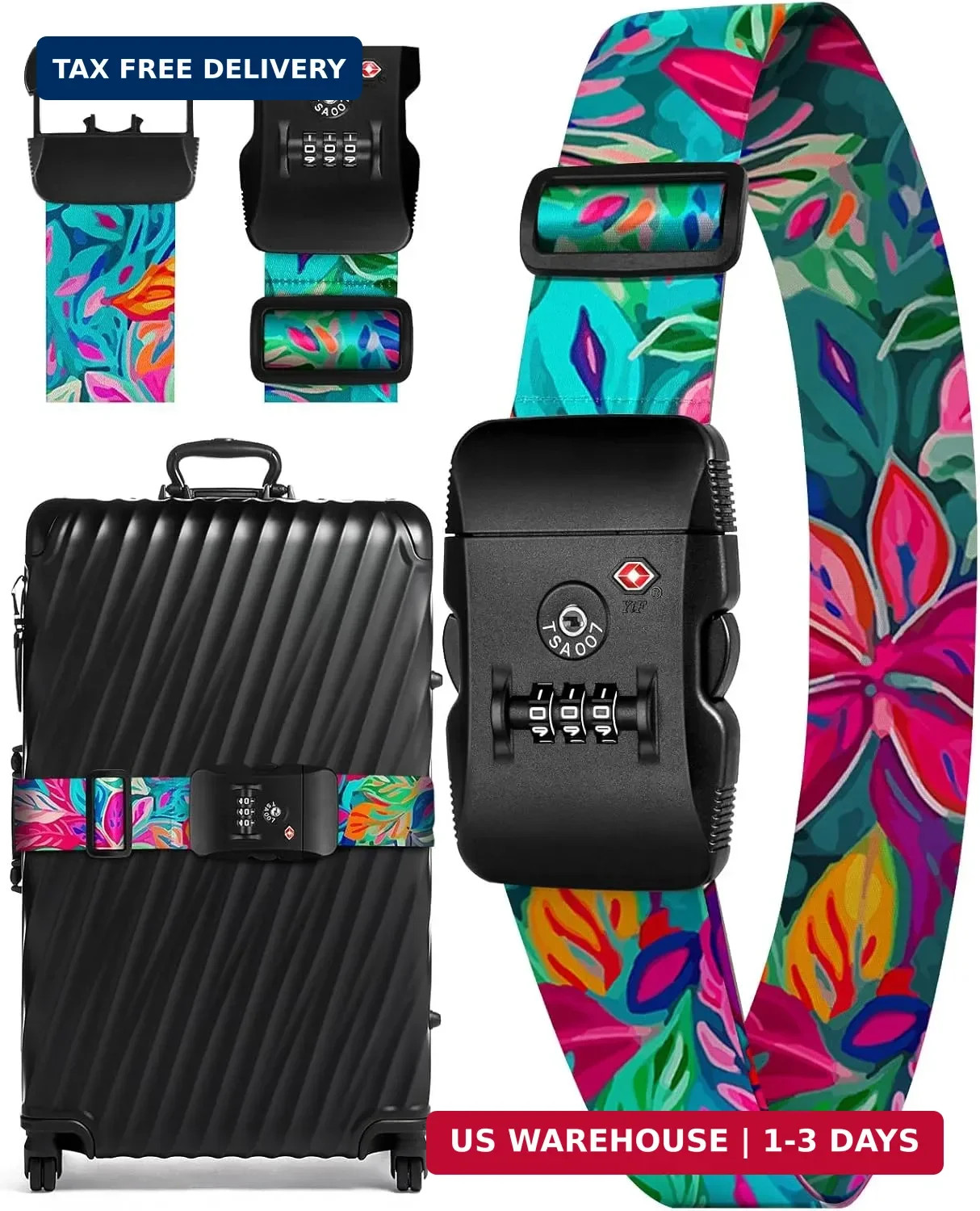 Slohif Luggage Straps TSA Lock for Suitcases - Travel Belt TSA Approved Accessor