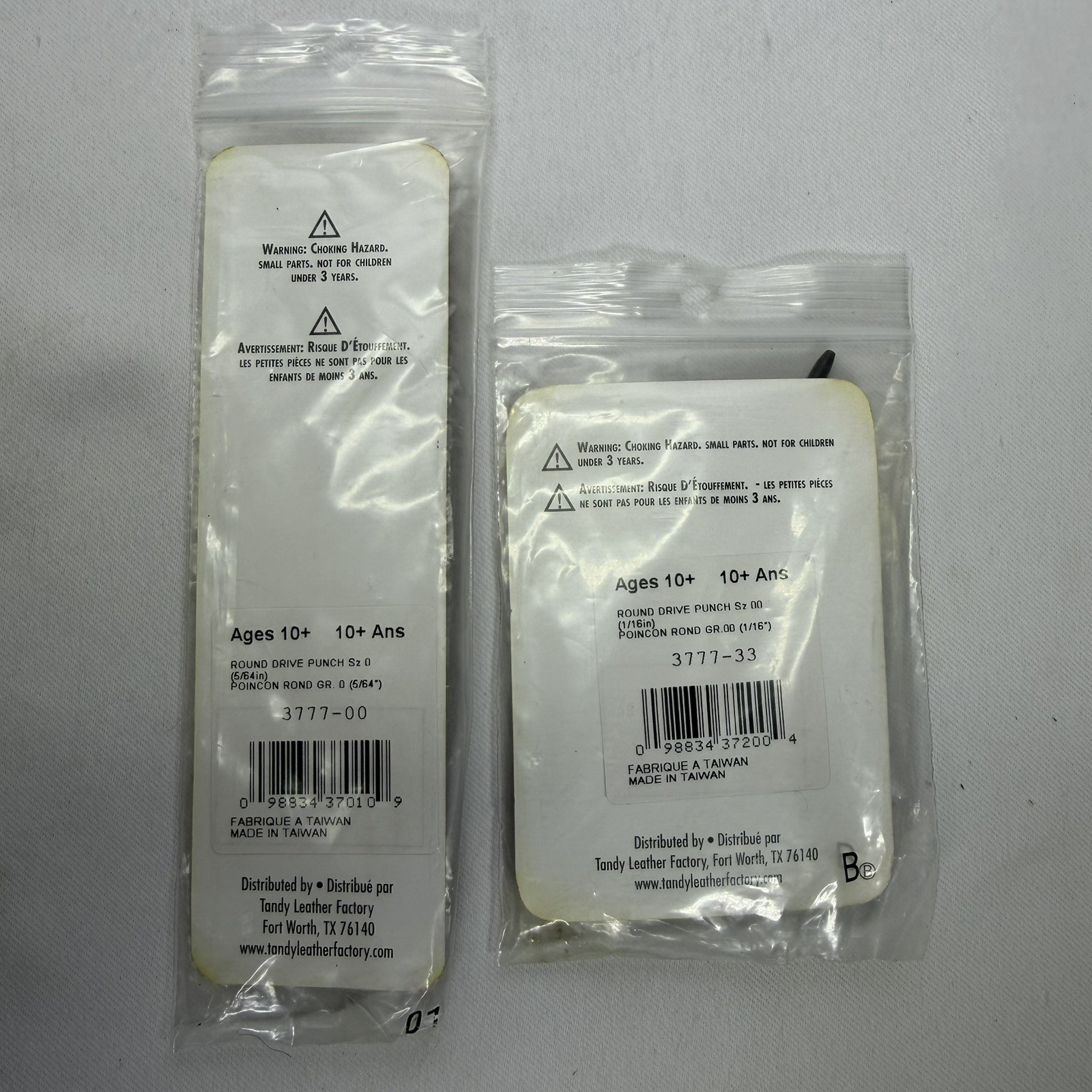 Lot 2 Of Round Drive Punch by Tandy Size 0 - 5/64 inch - (1.9 mm) & Sz 00- 1/16”