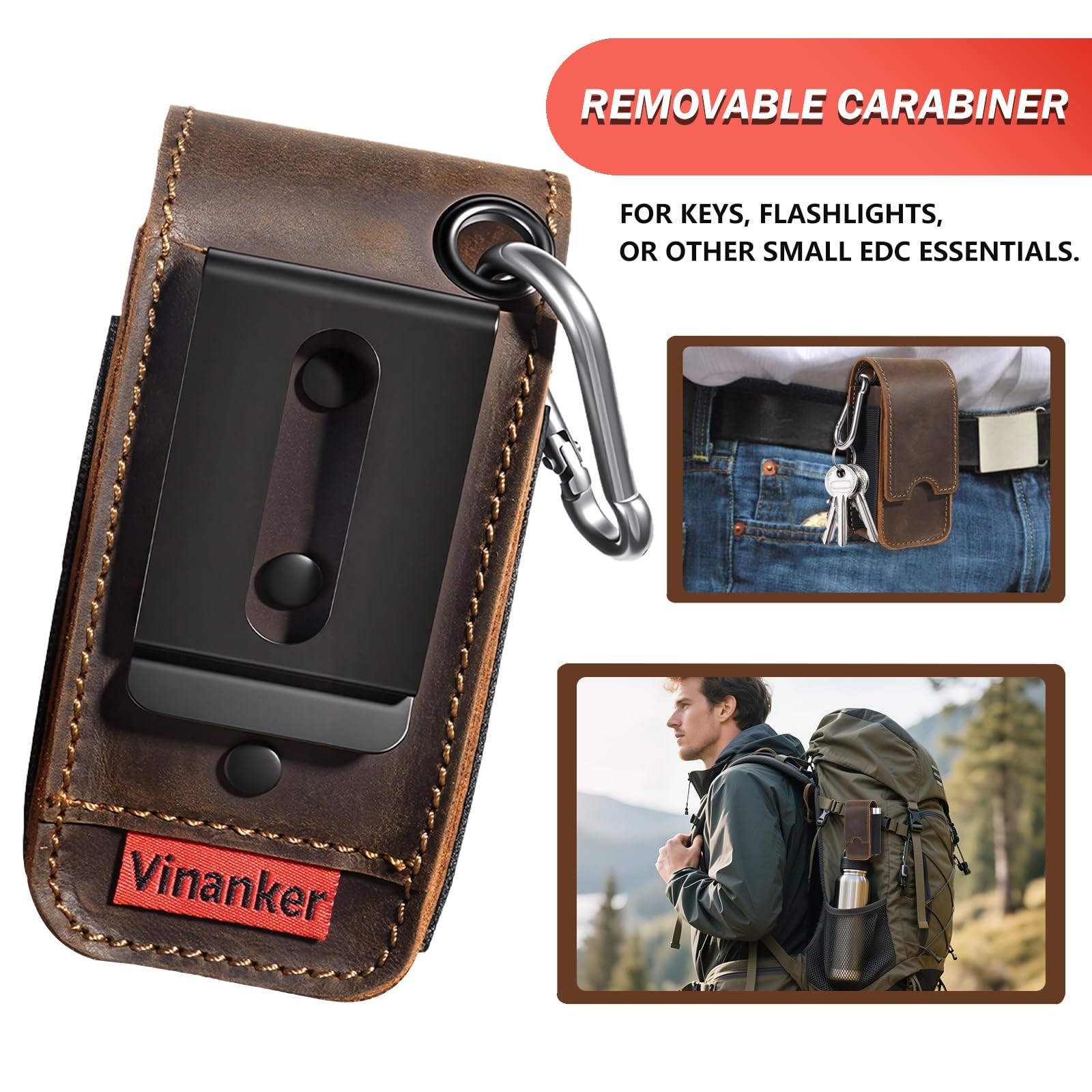 Genuine Leather Pouch for Leatherman Multi-Tool Kit, Darkbrown