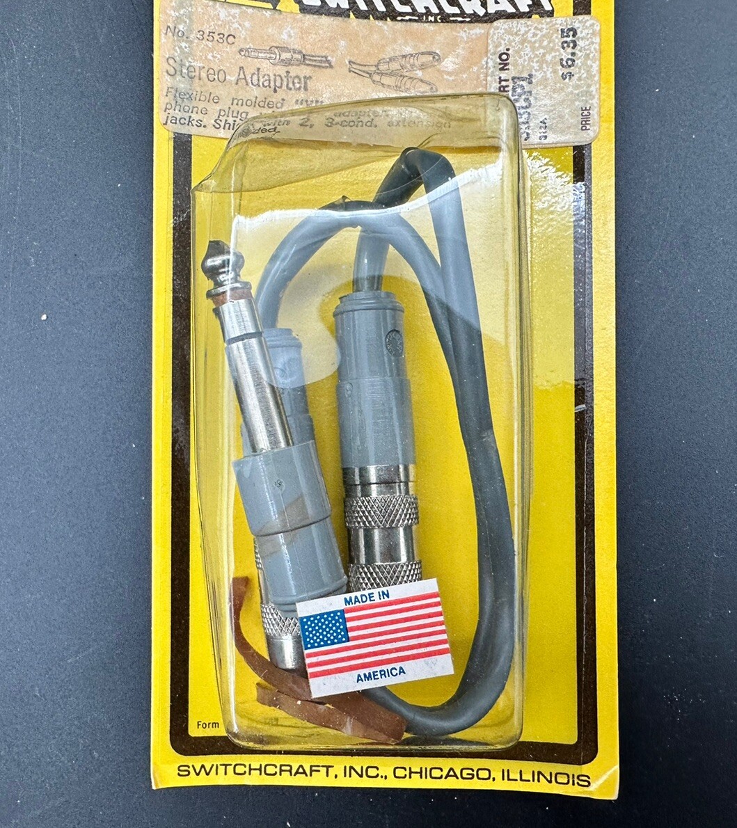 NOS Switchcraft Stereo Adapter 1/4 Male to Two Female Jacks 353C 353CP1 Sealed