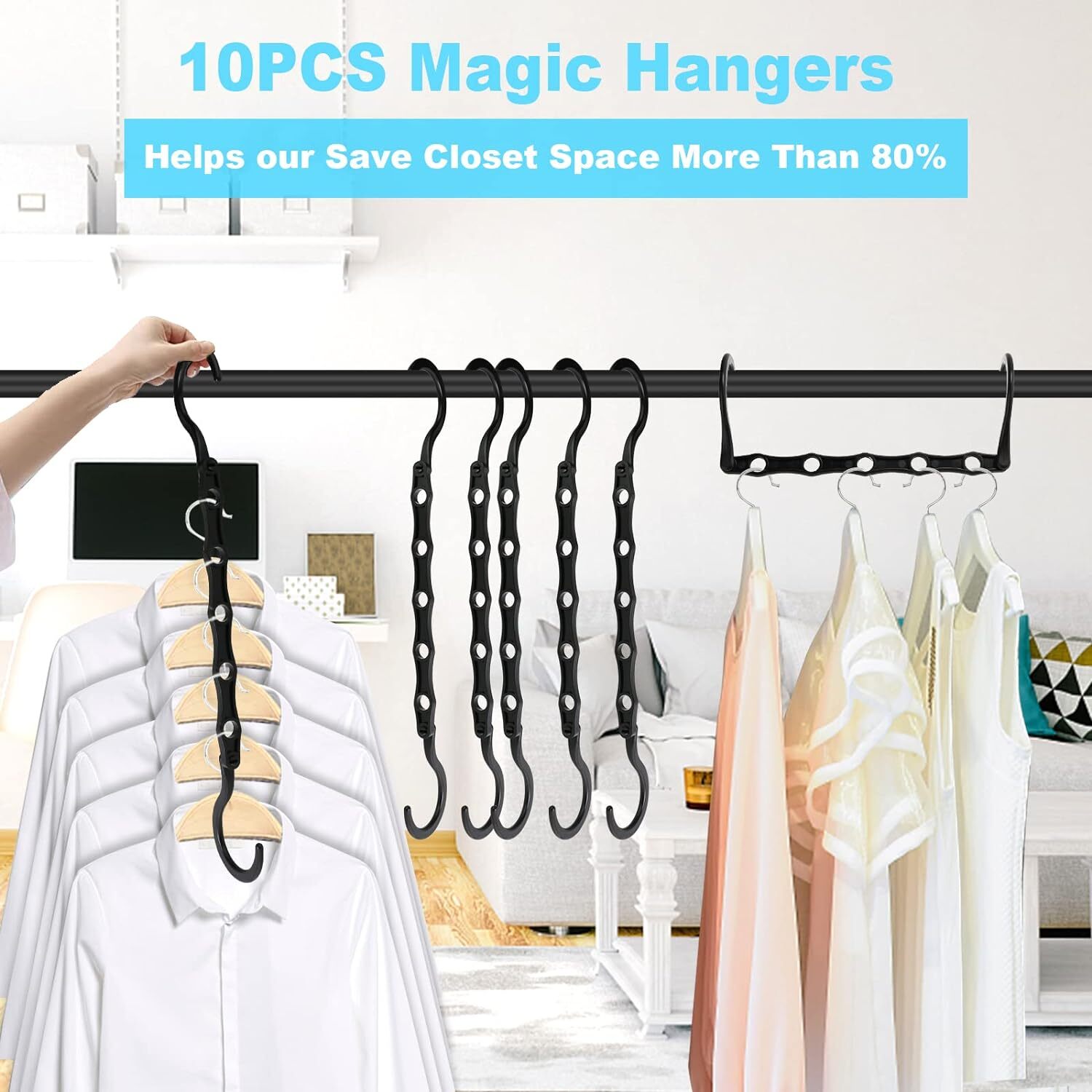 10 Pack Magic Hangers Space Saving Hangers Closet Space Saver Hanger Organizer