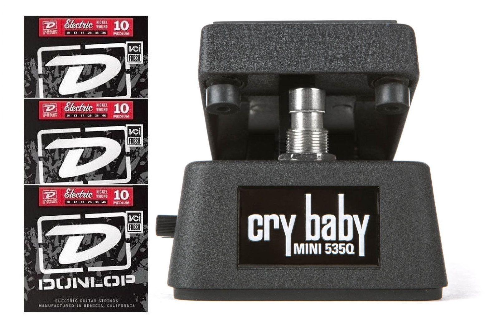 Jim Dunlop Cry Baby Mini 535Q Wah Pedal CBM535Q Half Size ( 3 STRING SETS )