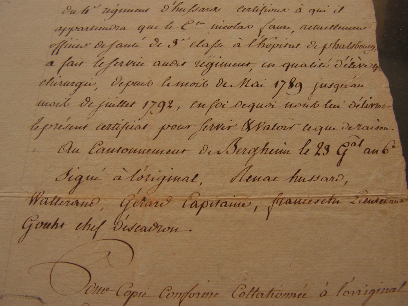 Document Regiment Hussar 1792, Ref 6000
