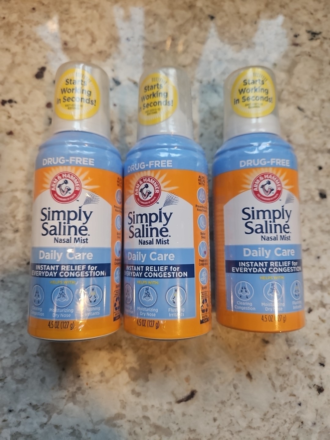 3 pk Arm & Hammer Simply Saline Daily Care Nasal Mist 4.4oz, Saline Nasal Spray