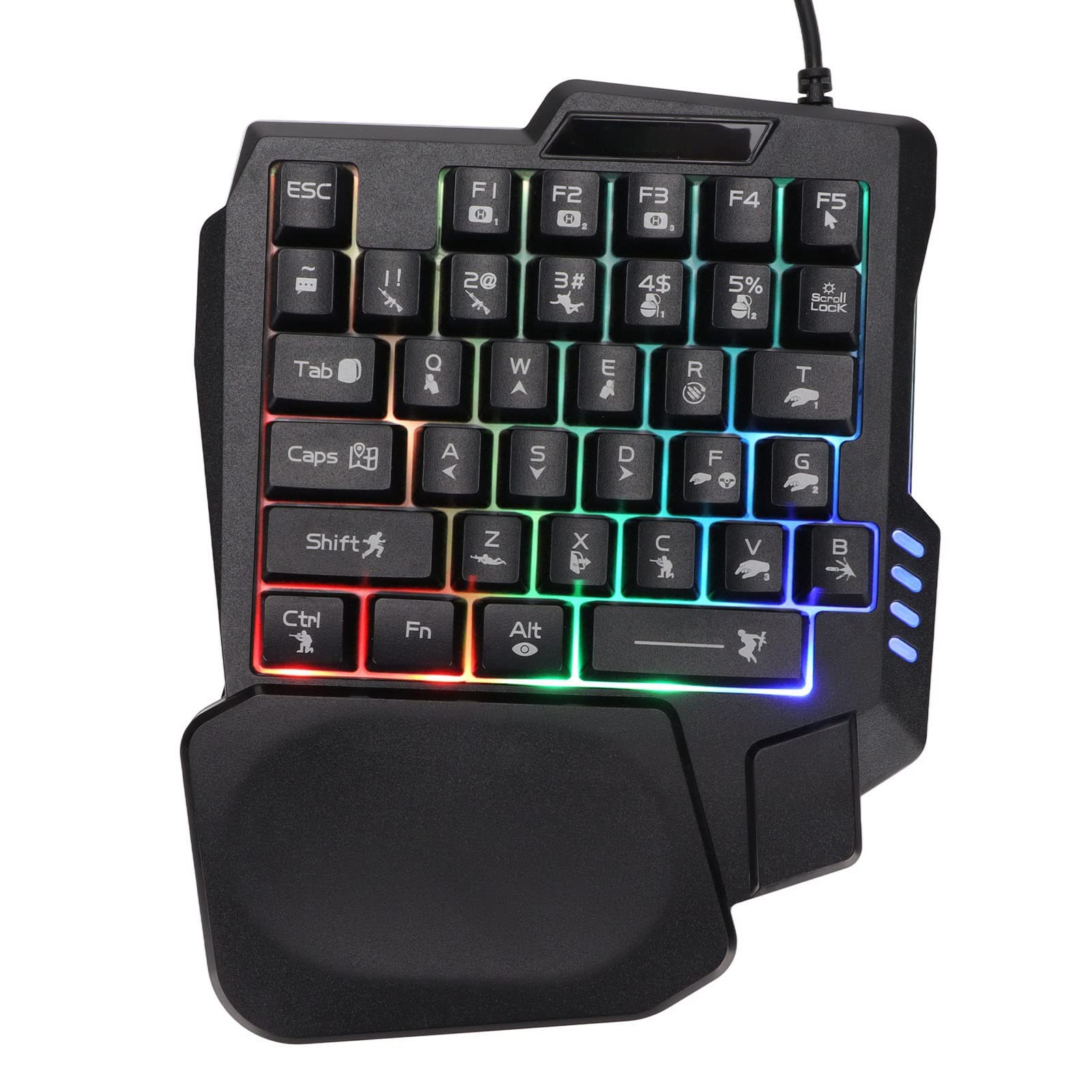 OneHanded Mechanical Gaming Keyboard 35 Keys Waterproof 3 Color Backlight