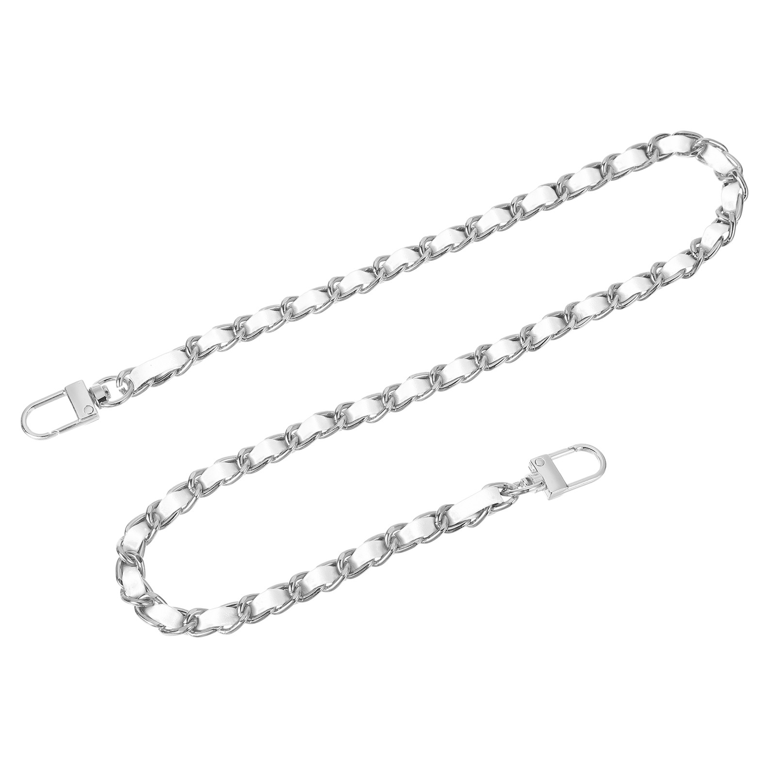 24" Purse Chain Strap with Buckles for Shoulder (White + Silver)