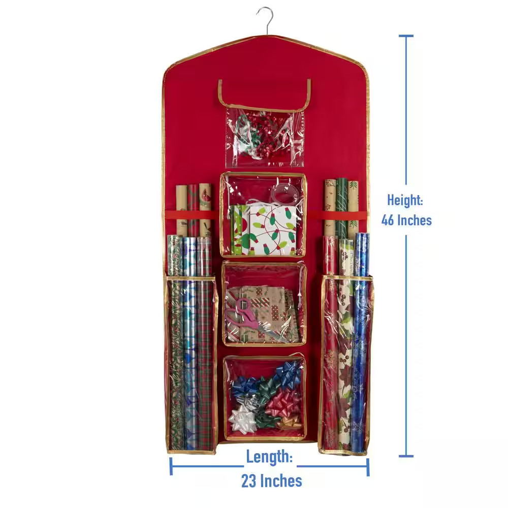 9 Gal. 8-Compartment Hanging Holiday Gift Wrap Organizer