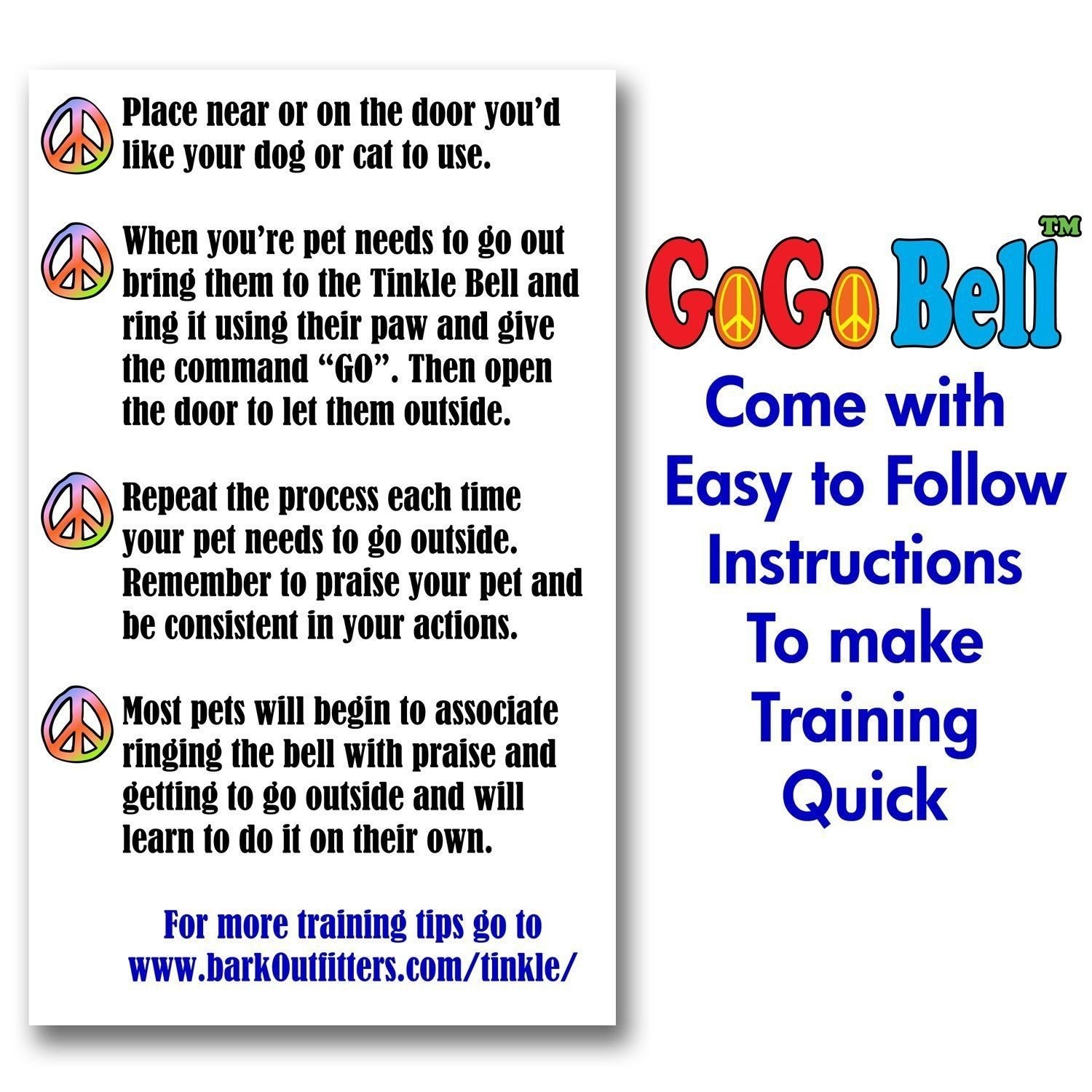 GoGo Bell Dog Doorbell for Housebreaking/Housetraining Door Bell/Potty White
