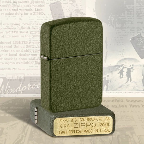 2026 FOUNDERS DAY GREEN CRACKLE 1941 REPLICA ZIPPO LIGHTER SPECIAL BOTTOM STAMP