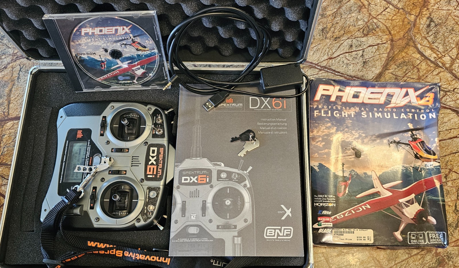 Spektrum DX6i DSMX 6CH RC Transmitter + Phoenix RC V3 Simulator w/ USB Dongle
