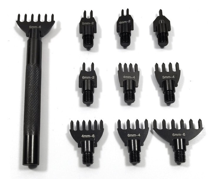 Leather Craft Sew Stitch Pricking Chisel Punch Tool &10 Replaceable head