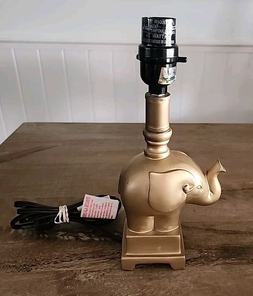 SMALL BUT MIGHTY Resin Gold Elephant (trunk Up) Lamp (11" X 5") CLASSIC LUXE