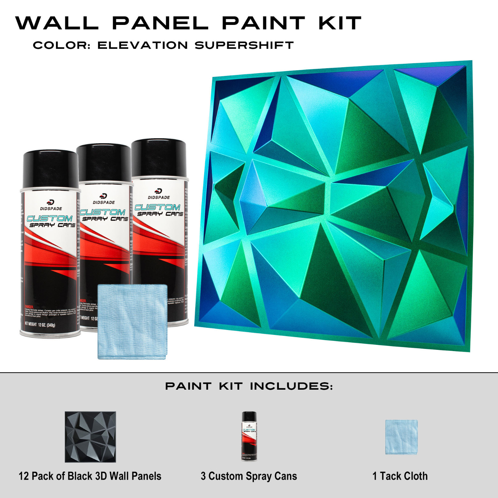 Elevation SuperShift Black Wall Panel Paint Kit Green Blue Purple