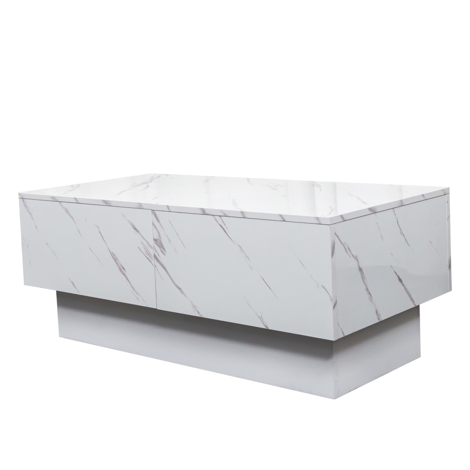 LED Coffee Table Center Cocktail Table w/ Sliding Tabletop & Hidden Storage