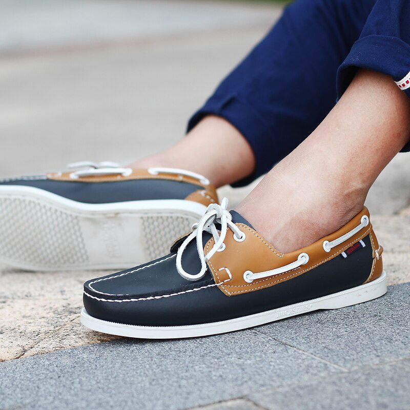 Genuine Leather Mens Comfortable Casual Boat Shoes Fashion Loafers Driving Shoes