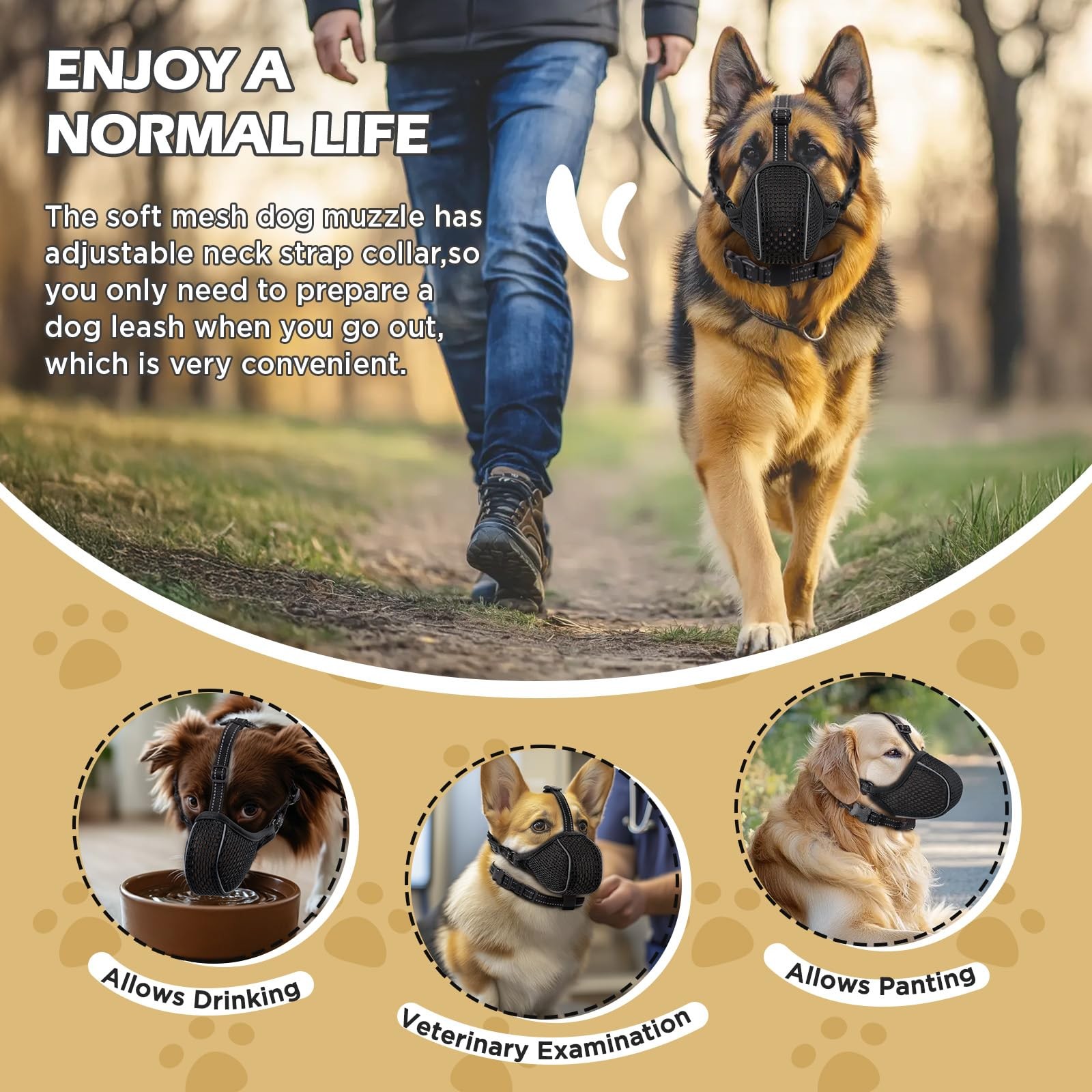 Dog Muzzle,Soft Nylon Muzzles Anti Biting Barking Chewing,Breathable Reflecti...