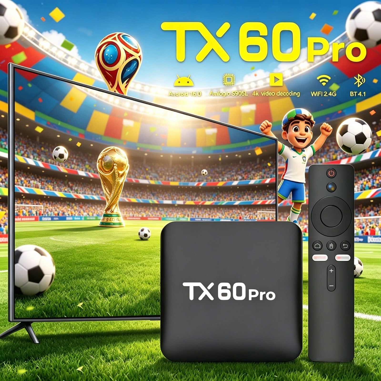 Smart TV Box 16GB RAM 256GB ROM 4K Dual Band WiFi Bluetooth Voice Remote TX60PRO