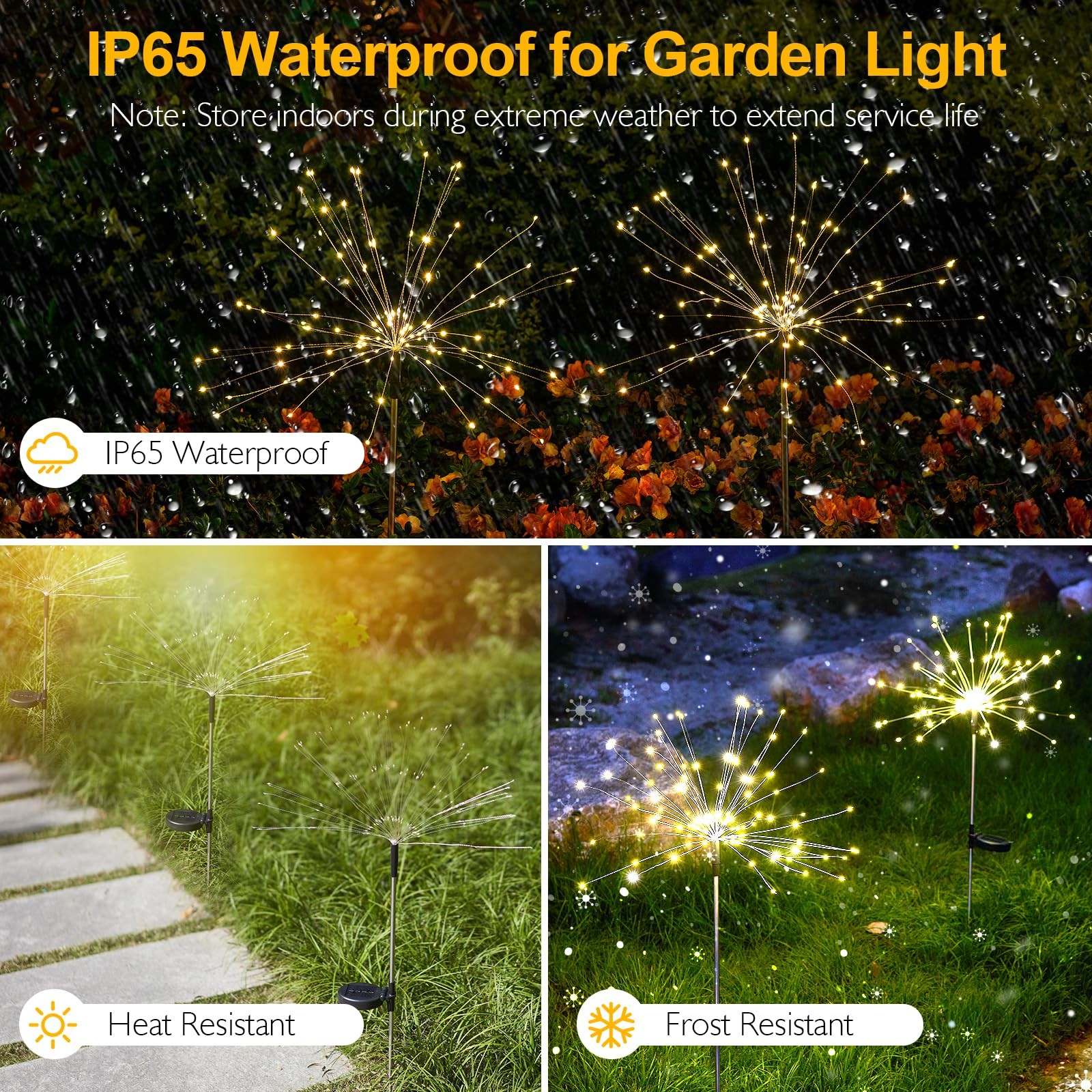 Solar Lights Outdoor, 150 LED Firework Light with 8 Modes Solar Garden Light ...