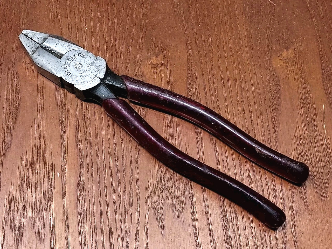 Vintage Diamalloy Duluth Lineman Pliers SL 58 Minn. USA Red Grip Handles