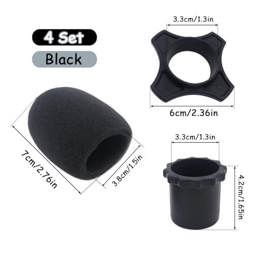 4 Set Wireless Handheld Microphone Protection Kit - Shakeproof Anti Black