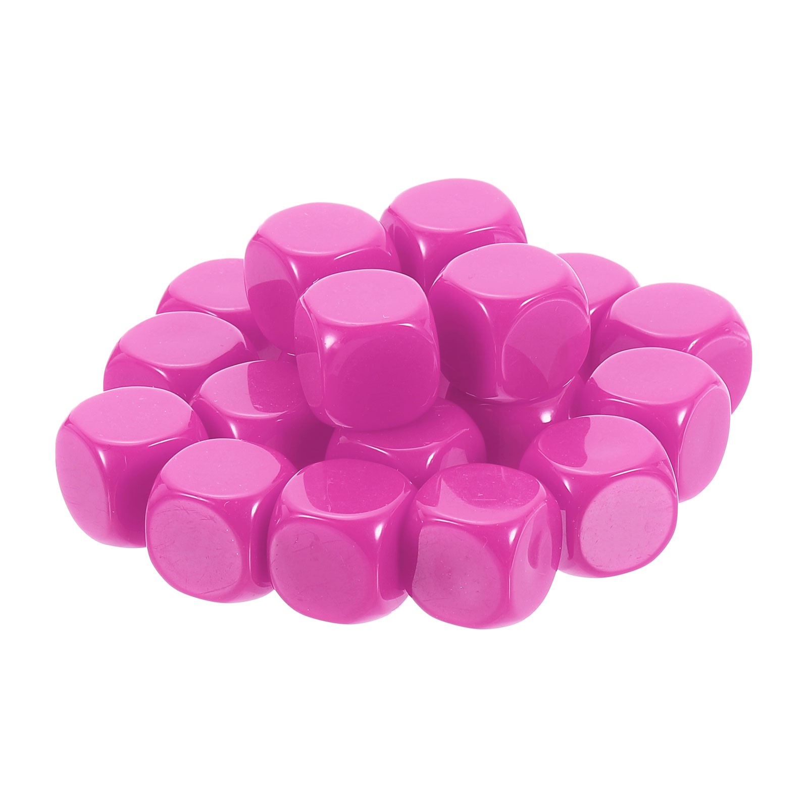 20Pcs Rounded Blank Six Sided Dice 16mm/0.6inch Acrylic Dice, Fuchsia